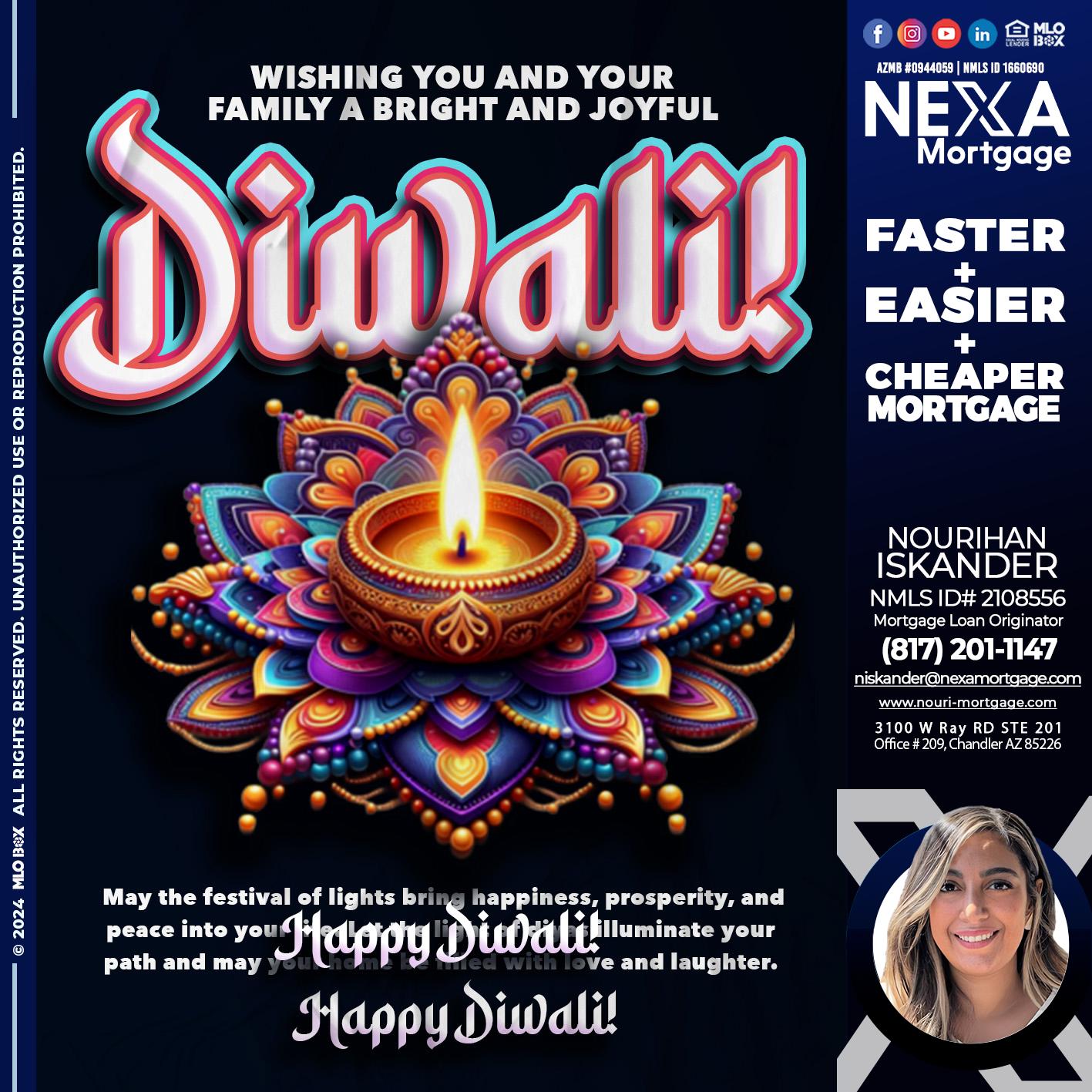 HAPPY DIWALI - Nourihan Iskander -Mortgage Loan Originator