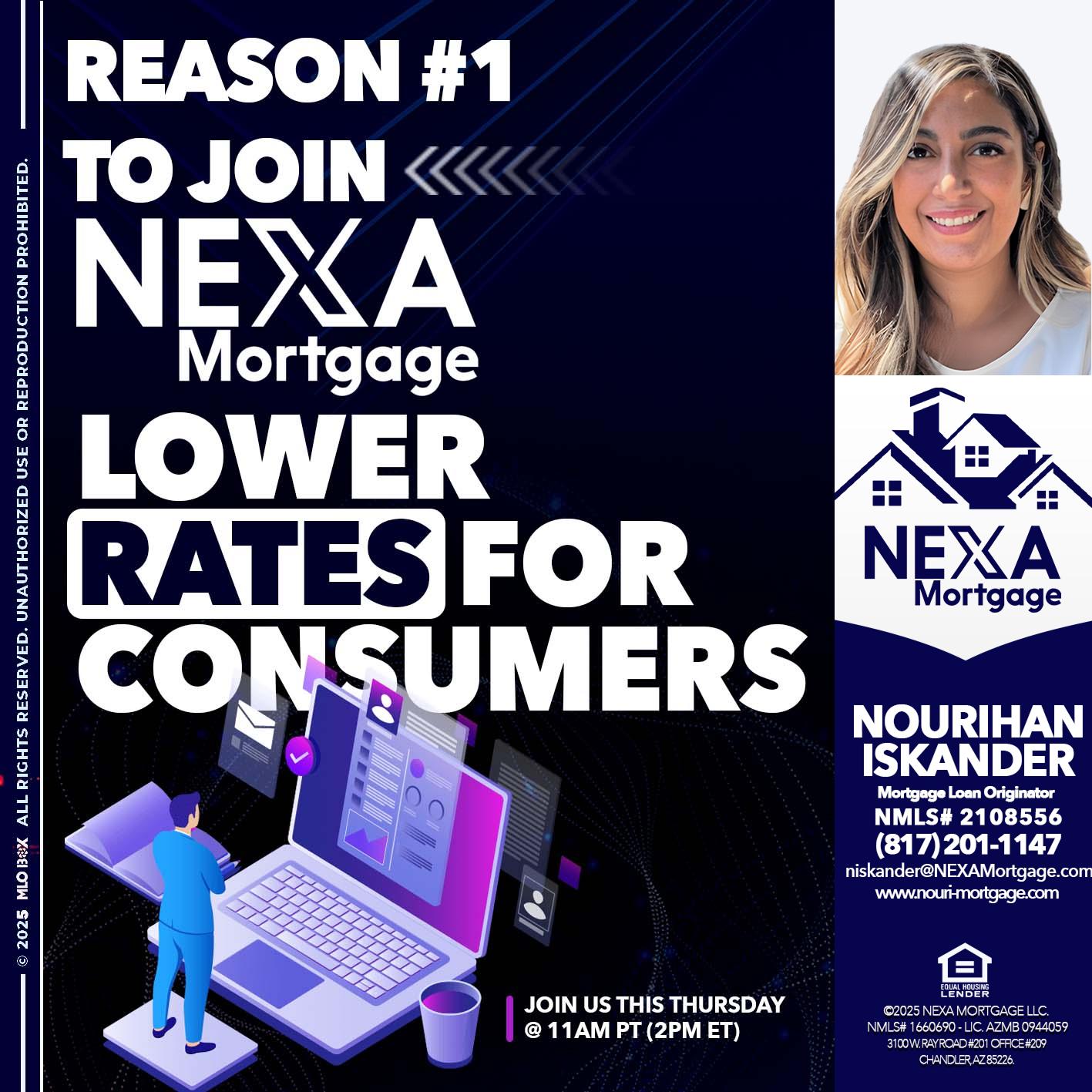 REASON 1 - Nourihan Iskander -Mortgage Loan Originator