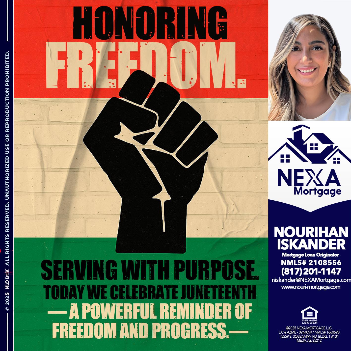 HONORING FREEDOM - Nourihan Iskander -Mortgage Loan Originator