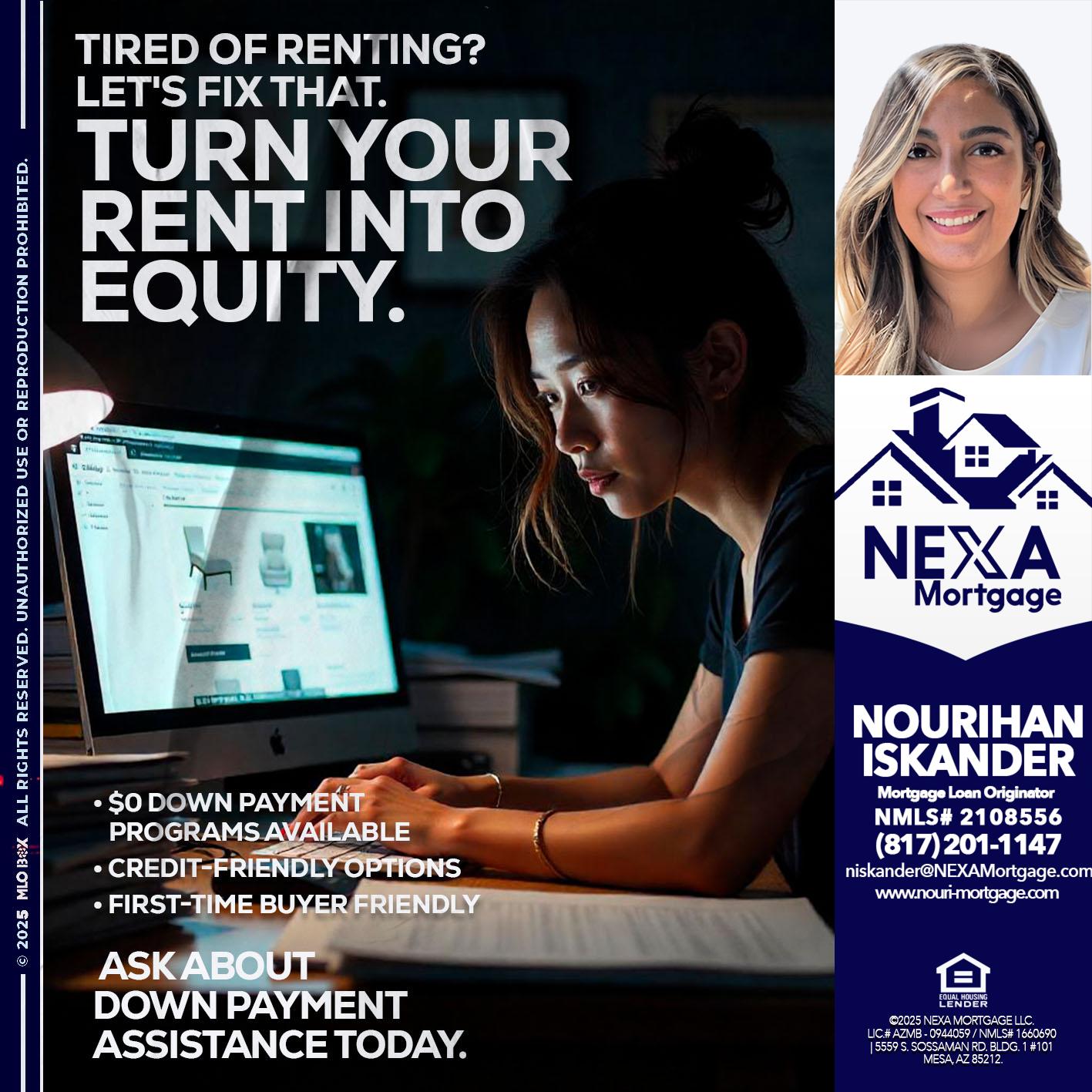 tired of renting? - Nourihan Iskander -Mortgage Loan Originator