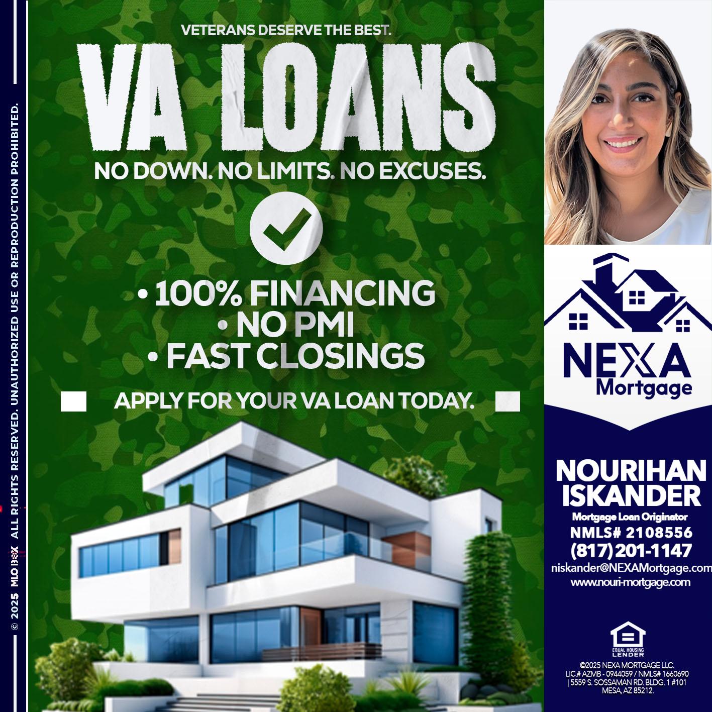 VA LOANS - Nourihan Iskander -Mortgage Loan Originator