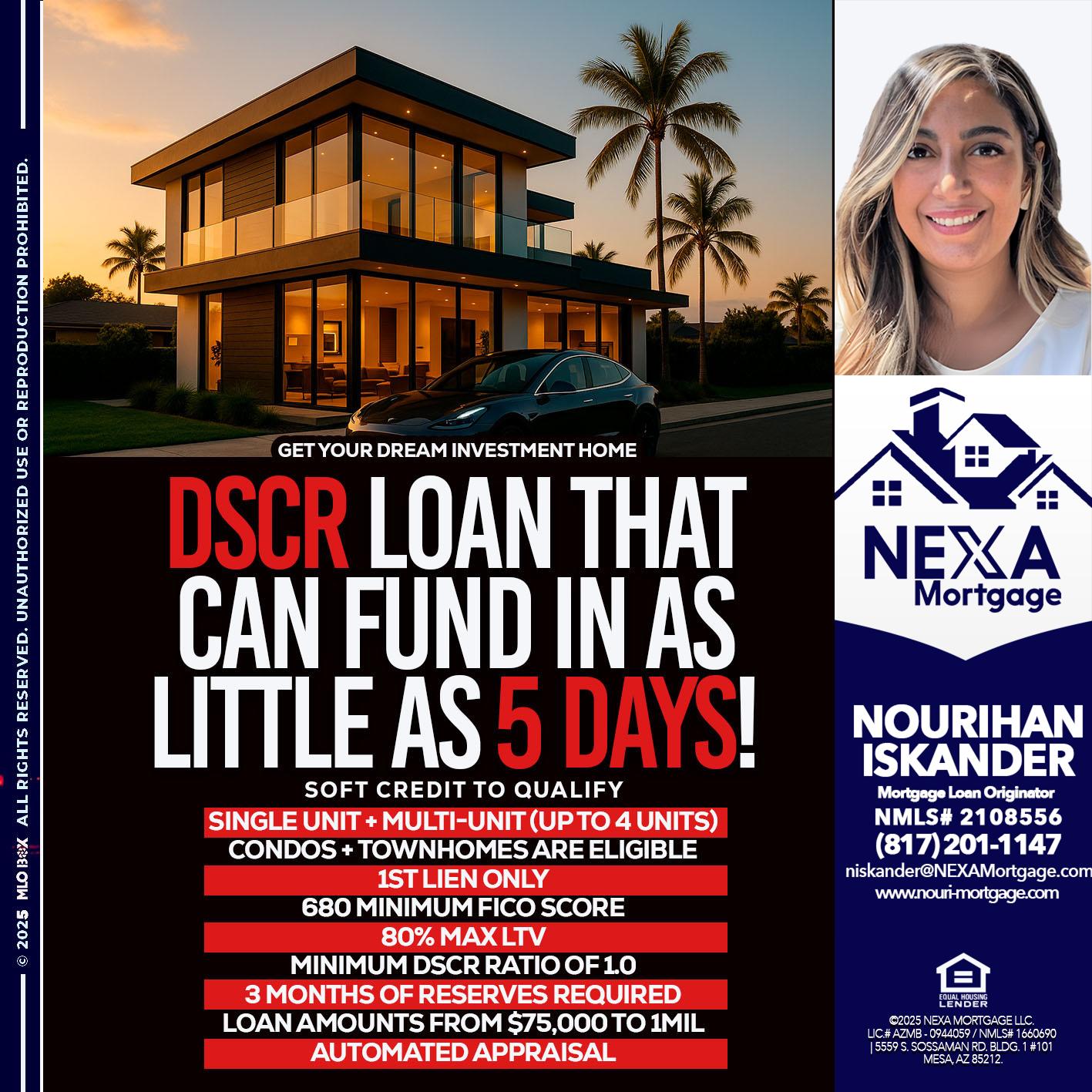 DSCR LOAN - Nourihan Iskander -Mortgage Loan Originator