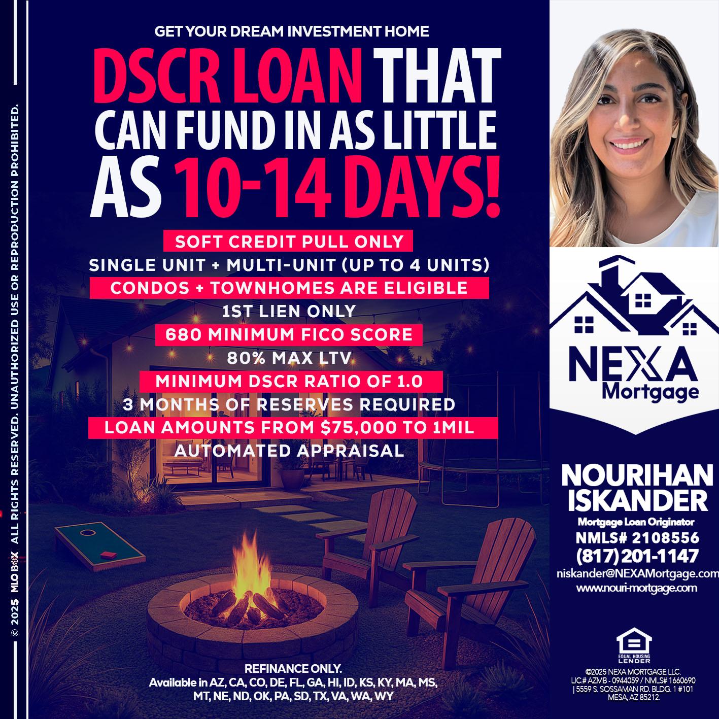 DSCR LOAN - Nourihan Iskander -Mortgage Loan Originator