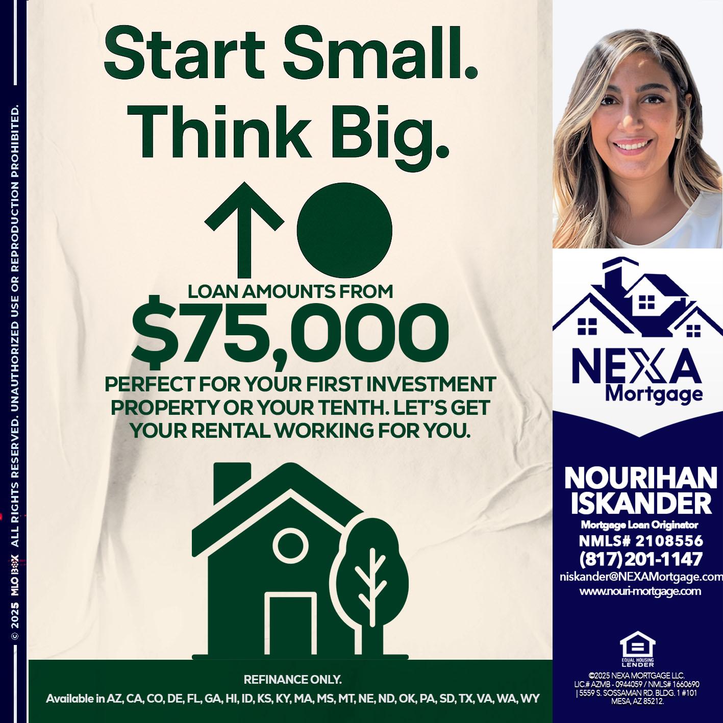START SMALL - Nourihan Iskander -Mortgage Loan Originator